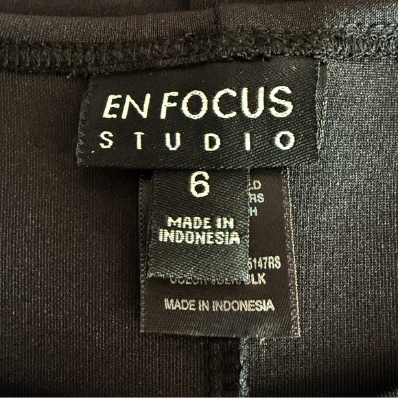 EN FOCUS STUDIO Elegant Black Dress with Sheer Sleeves SIZE 6 Women’s 	6 - Picture 5 of 10